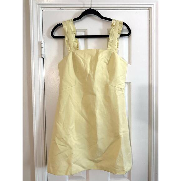 Ever New ASOS Petite Frill Shoulder Mini Shift Dress Pastel Yellow 6 Petite NWT - Picture 3 of 7
